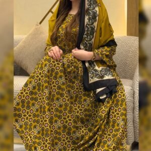 جلابية قطنية جميلة مع شيلة متناسقة